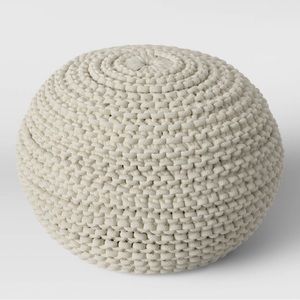Cloverly Chunky Knit Pouf Cream